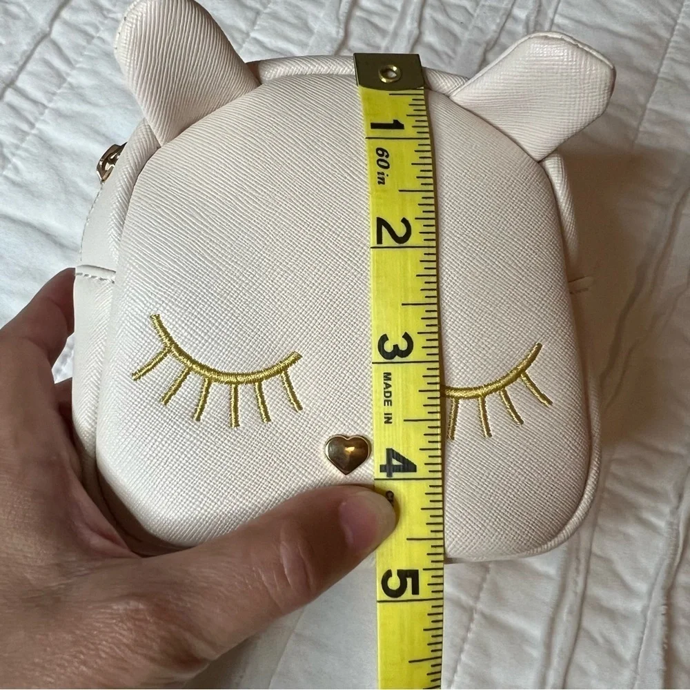 2/$30 Kitty Cosmetic Bag in Blush Pink Color with Gold Detail- Small